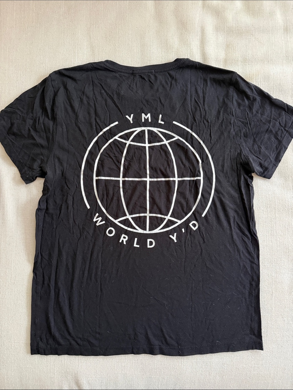 Marine Layer Black Crewneck T-Shirt with Globe Graphic - Picture 2 of 4